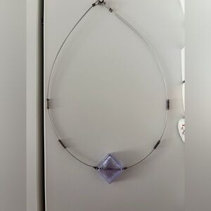 Purple glass and silver necklace